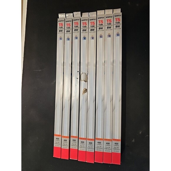 Lot of 8 F8T5 WW 30K Fluorescent Tube 12" 8W Watt T5 Mini Bi 2-Pin G5 Warm White - Picture 2 of 2